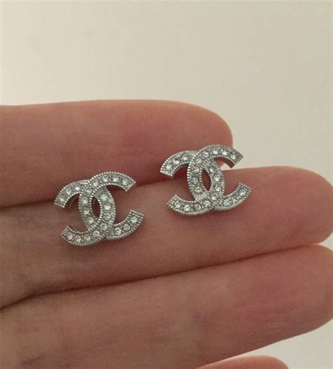 sterling silver chanel stud earrings|Chanel cc earrings price list.